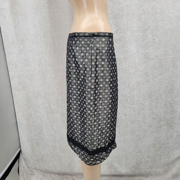 Schumacher Satin Taffeta Gray Pattern Midi Skirt Corporate Goth Evening - Picture 8 of 14